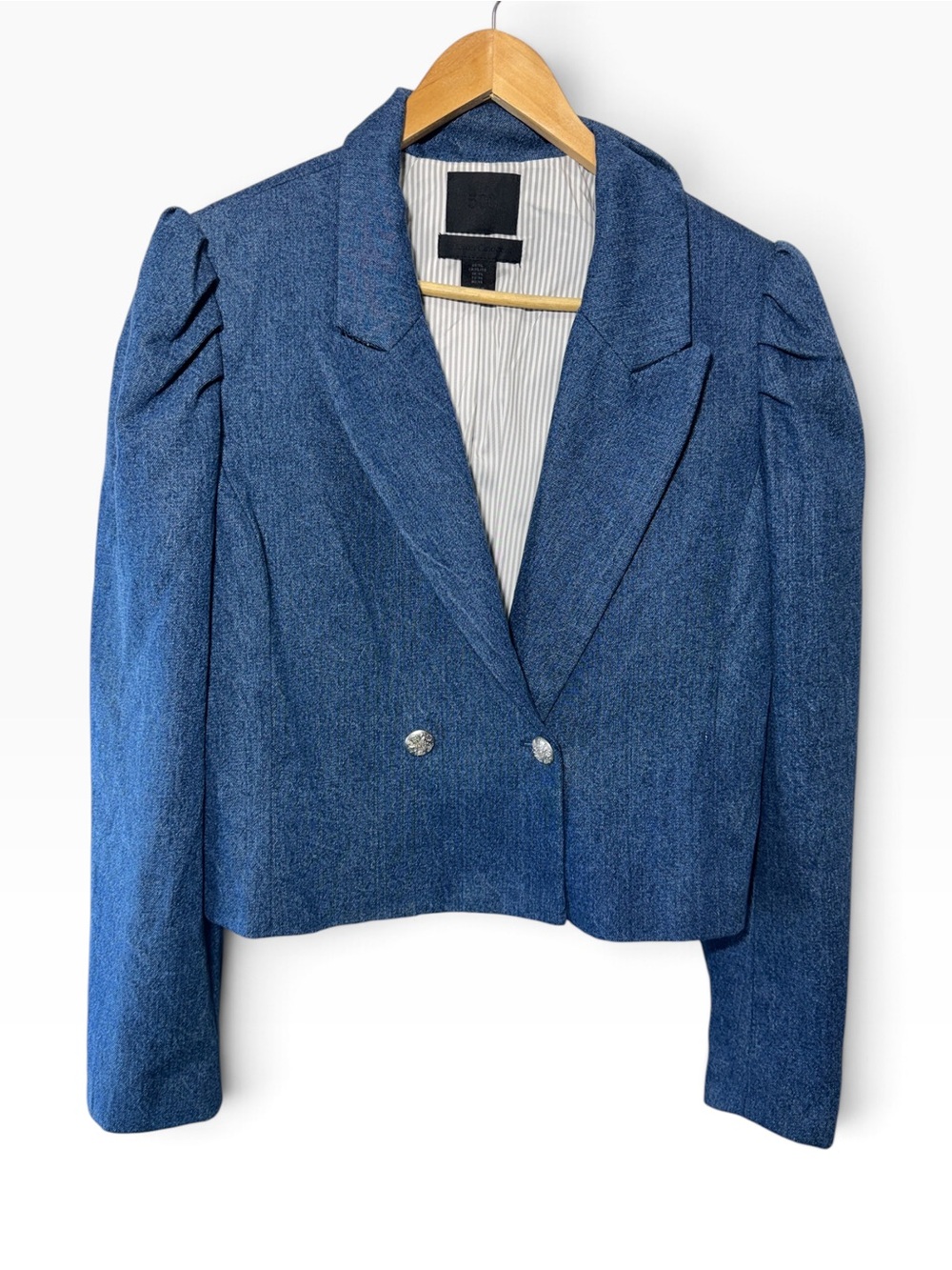500 Maison Cinqcent Blue Denim Blazer Jacket XL Blue Double Breasted